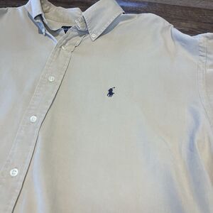 Polo Ralph Lauren Long Sleeve Shirt Mens XL Tan Blake Silk Blend Button Pony